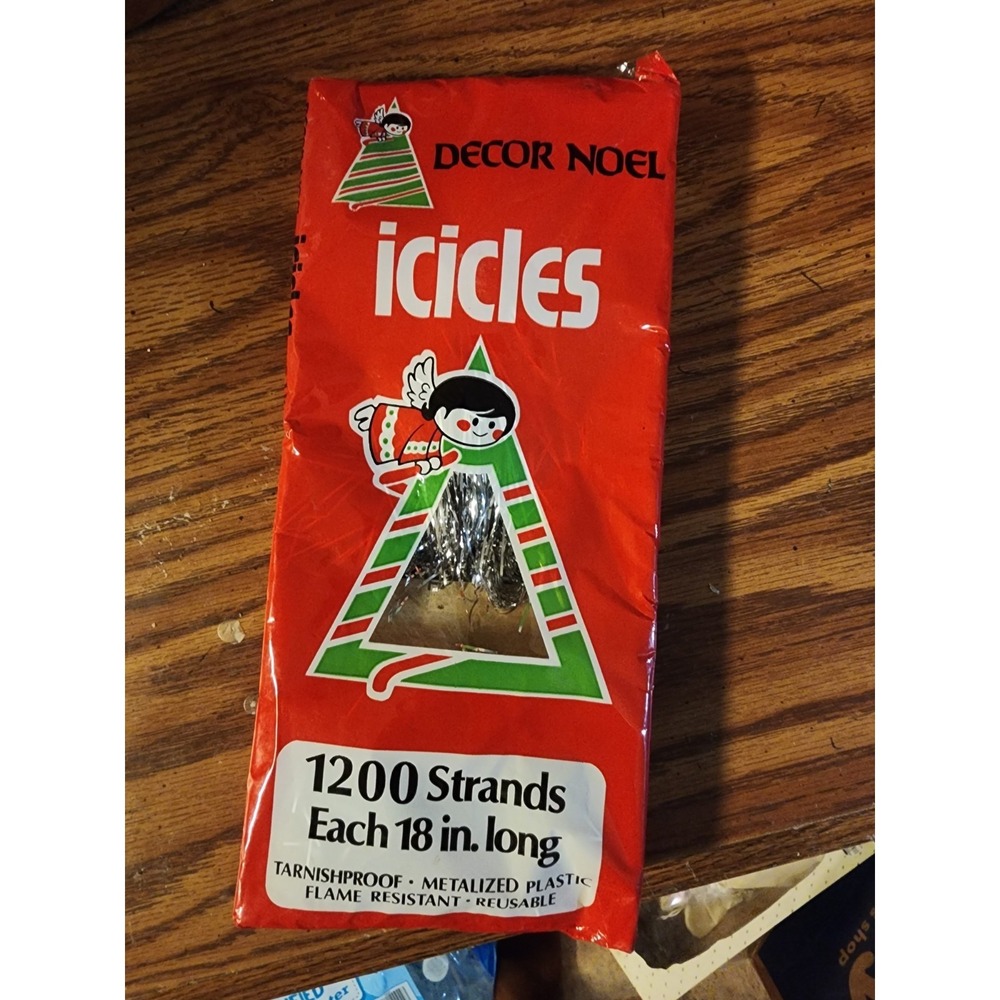 Vintage Decor Noel Silver Foil Christmas Tree Icicles, New In Package